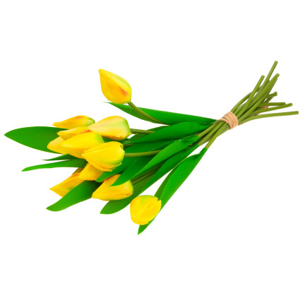 CV27025-3 TULIPAN DUŻY BUKIET TULIPANÓW X12 ŻÓŁTY SZTUCZNE KWIATY TULIPANY W BUKIECIE