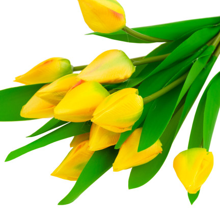 CV27025-3 TULIPAN DUŻY BUKIET TULIPANÓW X12 ŻÓŁTY SZTUCZNE KWIATY TULIPANY W BUKIECIE