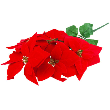 CV28920 GWIAZDA BETLEJEMSKA BUKIET KWIATÓW POINSECJA DUŻY SZTUCZNE KWIATY 5szt
