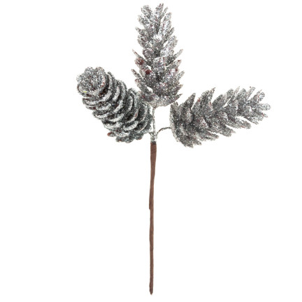 CV29786-1 SZYSZKI SZYSZKA OZDOBA NA PIKU 3szt SREBRNE NA CHOINKĘ DO STROIKA BROKATOWE