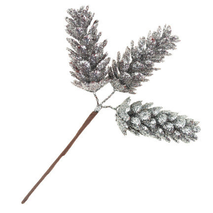 CV29786-1 SZYSZKI SZYSZKA OZDOBA NA PIKU 3szt SREBRNE NA CHOINKĘ DO STROIKA BROKATOWE