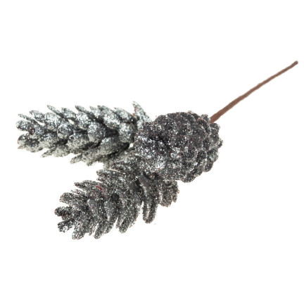 CV29786-1 SZYSZKI SZYSZKA OZDOBA NA PIKU 3szt SREBRNE NA CHOINKĘ DO STROIKA BROKATOWE