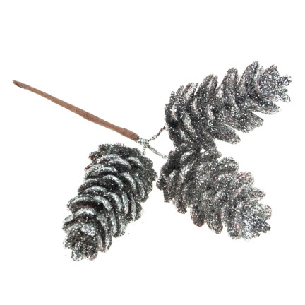 CV29786-1 SZYSZKI SZYSZKA OZDOBA NA PIKU 3szt SREBRNE NA CHOINKĘ DO STROIKA BROKATOWE