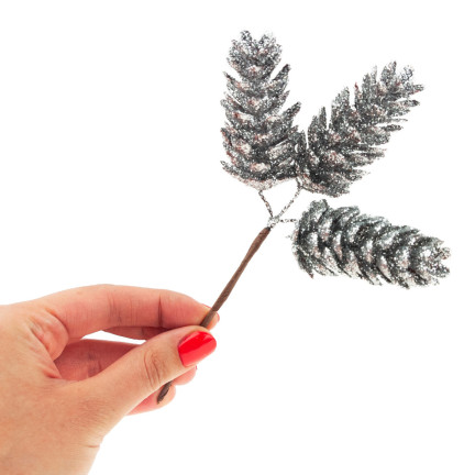 CV29786-1 SZYSZKI SZYSZKA OZDOBA NA PIKU 3szt SREBRNE NA CHOINKĘ DO STROIKA BROKATOWE