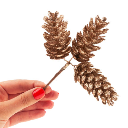 CV29786-2 SZYSZKI SZYSZKA OZDOBA NA PIKU 3szt Złote NA CHOINKĘ DO STROIKA BROKATOWE