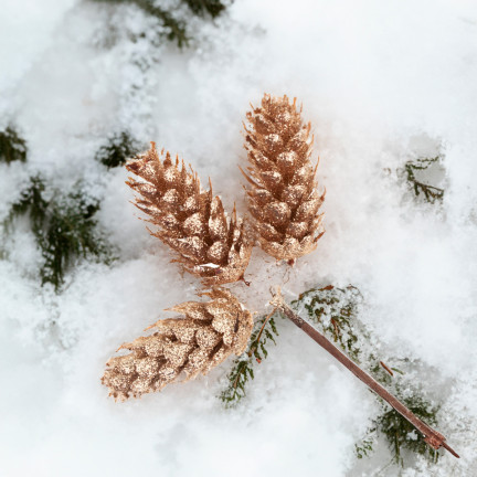 CV29786-2 SZYSZKI SZYSZKA OZDOBA NA PIKU 3szt Złote NA CHOINKĘ DO STROIKA BROKATOWE