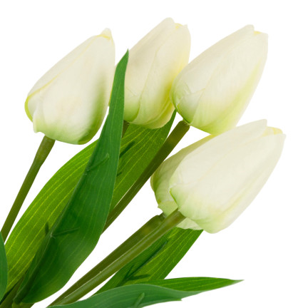 CV31225-1 TULIPAN BUKIET TULIPANÓW PIĘKNY JAK ŻYWY TULIPANY KWIATY BIAŁE ECRU X5