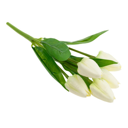 CV31225-1 TULIPAN BUKIET TULIPANÓW PIĘKNY JAK ŻYWY TULIPANY KWIATY BIAŁE ECRU X5