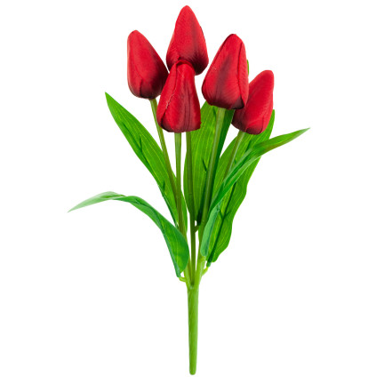 CV31225-5 TULIPAN BUKIET TULIPANÓW PIĘKNY JAK ŻYWY TULIPANY KWIATY CZERWONE X5