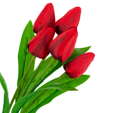 CV31225-5 TULIPAN BUKIET TULIPANÓW PIĘKNY JAK ŻYWY TULIPANY KWIATY CZERWONE X5