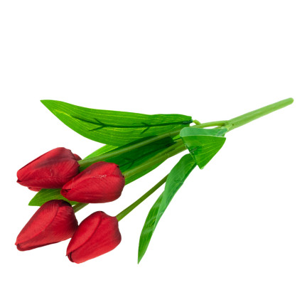 CV31225-5 TULIPAN BUKIET TULIPANÓW PIĘKNY JAK ŻYWY TULIPANY KWIATY CZERWONE X5