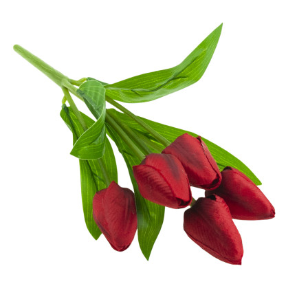 CV31225-5 TULIPAN BUKIET TULIPANÓW PIĘKNY JAK ŻYWY TULIPANY KWIATY CZERWONE X5