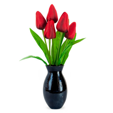 CV31225-5 TULIPAN BUKIET TULIPANÓW PIĘKNY JAK ŻYWY TULIPANY KWIATY CZERWONE X5