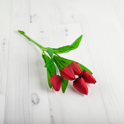 CV31225-5 TULIPAN BUKIET TULIPANÓW PIĘKNY JAK ŻYWY TULIPANY KWIATY CZERWONE X5