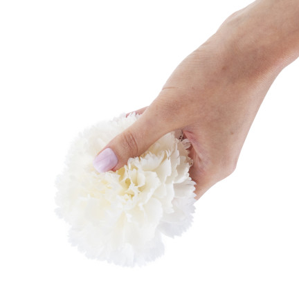 Goździk wyrobowy, główka kwiatowa, sztuczny, biały, do stroików, 10cm