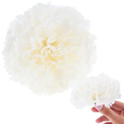 Goździk wyrobowy, główka kwiatowa, sztuczny, biały, do stroików, 10cm