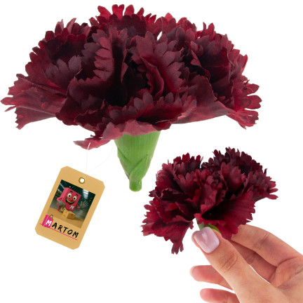 Goździk wyrobowy, główka kwiatowa, jak żywy, bordowy, do stroików