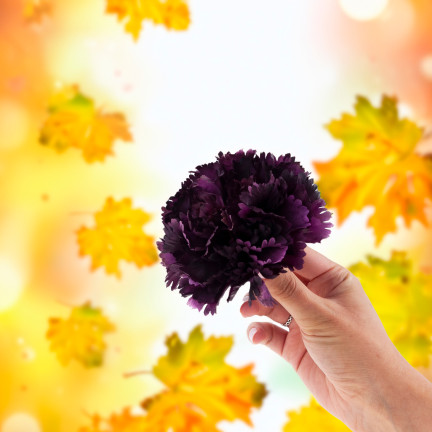 Goździk wyrobowy, główka kwiatowa, sztuczny, fioletowy, do stroików, 10cm