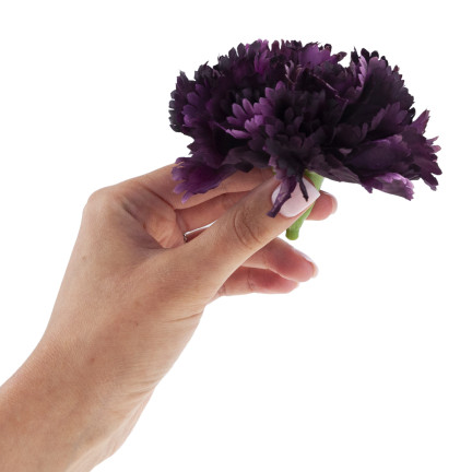 Goździk wyrobowy, główka kwiatowa, sztuczny, fioletowy, do stroików, 10cm