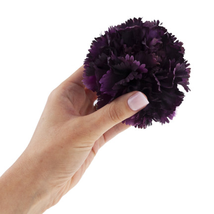 Goździk wyrobowy, główka kwiatowa, sztuczny, fioletowy, do stroików, 10cm