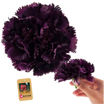 Goździk wyrobowy, główka kwiatowa, sztuczny, fioletowy, do stroików, 10cm