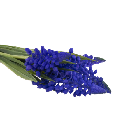 Bukiet sztucznych szafirków wiosennych, gumowe, niebieskie, w bukiecie, realistyczne, 4 gałązki, 28cm