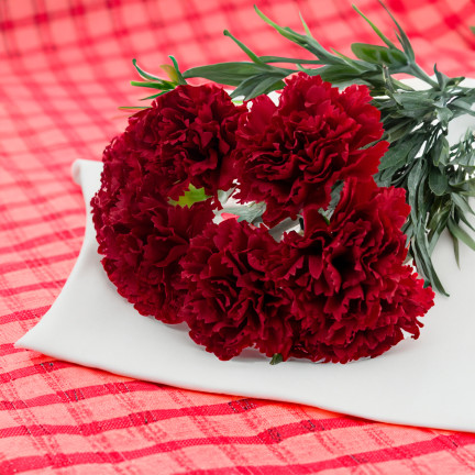 CV33067-4 GOŹDZIKI BUKIET GOŹDZIKÓW GĘSTE GAŁĄZKI LIŚCIE ŁODYGI KWIATY JAK ŻYWE