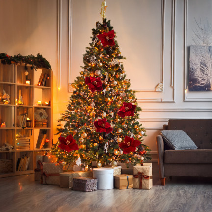 CV34101-6 GWIAZDA BETLEJEMSKA NA PIKU WELURA POINSECJA ŚWIĘTA CHOINKA