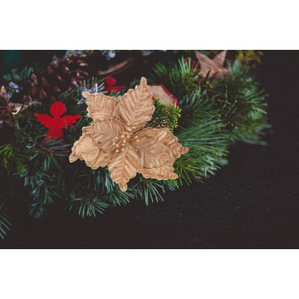 CV34186-3 GWIAZDA BETLEJEMSKA KWIAT POINSECJA NA CHOINKĘ DUŻA NA PIKU STROIK