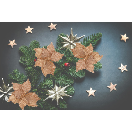 CV34186-3 GWIAZDA BETLEJEMSKA KWIAT POINSECJA NA CHOINKĘ DUŻA NA PIKU STROIK