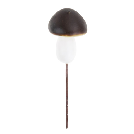 Grzybki dekoracyjne na piku, piankowe, brązowo-białe, z drucikiem, zestaw 6szt. 