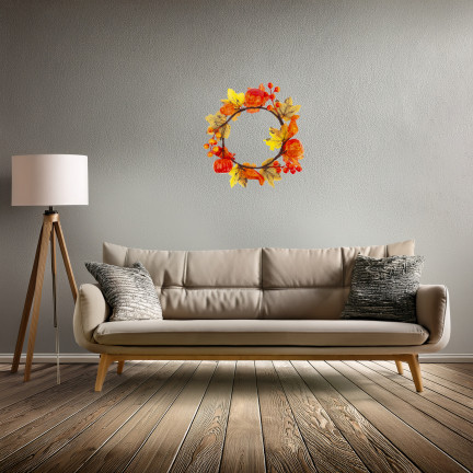 Wianek dekoracyjny dynie + liście, dekoracja do domu, wejścia, okna 25cm