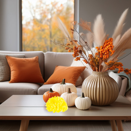 CV36941-6 CHRYZANTEMA DUŻA GŁÓWKA WYBOROWA SZTUCZNE KWIATY ŻÓŁTA CHRYZANTEMY 12cm