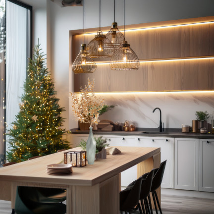 CV37058-2 GAŁĄZKA OZDOBNA ZŁOTA GĘSTA ELEGANCKA GLAMOUR  LIŚCIE ŚWIĘTA