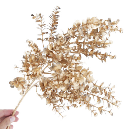 CV37058-2 GAŁĄZKA OZDOBNA ZŁOTA GĘSTA ELEGANCKA GLAMOUR  LIŚCIE ŚWIĘTA