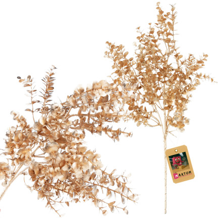 CV37058-2 GAŁĄZKA OZDOBNA ZŁOTA GĘSTA ELEGANCKA GLAMOUR  LIŚCIE ŚWIĘTA