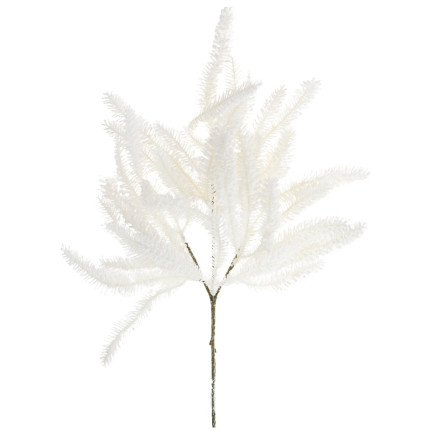 CV37247 GAŁĄZKA OZDOBNA BIAŁA OŚNIEŻONA GĘSTA ŚWIĘTA WIANKI STROIKI