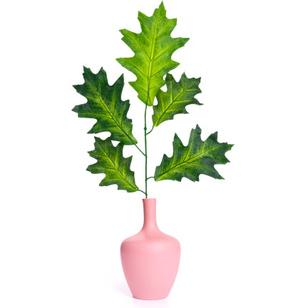 Gałązka z liśćmi dębu, sztuczne kwiaty, zielone, do stroików, do bukietu, jak żywe