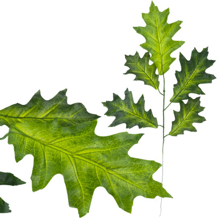 Gałązka z liśćmi dębu, sztuczne kwiaty, zielone, do stroików, do bukietu, jak żywe