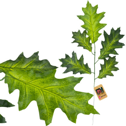 Gałązka z liśćmi dębu, sztuczne kwiaty, zielone, do stroików, do bukietu, jak żywe