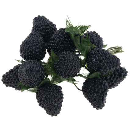 Wiązka sztucznych owoców, maliny, jeżyny, na piku, dekoracja do stroika, 12 owoców