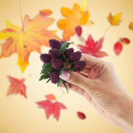 Wiązka sztucznych owoców, maliny, jeżyny, na piku, dekoracja do stroika, 12 owoców