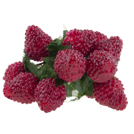 Wiązka sztucznych owoców, maliny, jeżyny, na piku, dekoracja do stroika, 12 owoców