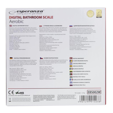 ES159B WAGA ŁAZIENKOWA CIENKA AEROBIC BIAŁA