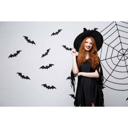 Kapelusz czarownicy, czarny, z pajęczyną, przebranie wiedźmy, kostium Halloween, uniwersalny