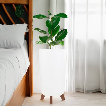 DGTL200-S449 DONICZKA WYSOKA BIAŁA Z NÓŻKAMI OKRĄGŁA DONICA OSŁONKA WYSOKA NA NÓŻKACH KWIETNIK BIAŁA PALMÓWKA