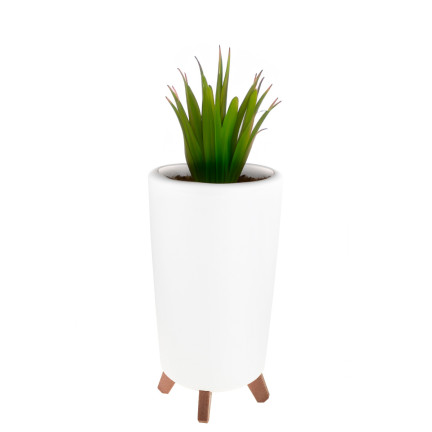 DGTL200-S449 DONICZKA WYSOKA BIAŁA Z NÓŻKAMI OKRĄGŁA DONICA OSŁONKA WYSOKA NA NÓŻKACH KWIETNIK BIAŁA PALMÓWKA