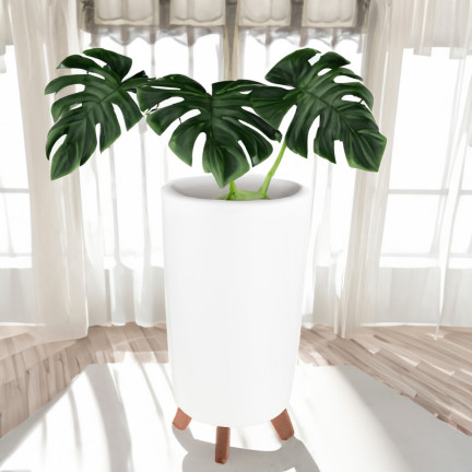 DGTL200-S449 DONICZKA WYSOKA BIAŁA Z NÓŻKAMI OKRĄGŁA DONICA OSŁONKA WYSOKA NA NÓŻKACH KWIETNIK BIAŁA PALMÓWKA