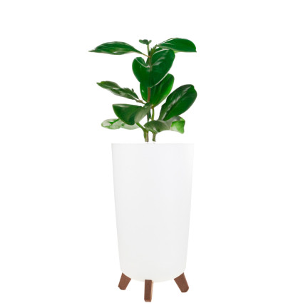 DGTL200-S449 DONICZKA WYSOKA BIAŁA Z NÓŻKAMI OKRĄGŁA DONICA OSŁONKA WYSOKA NA NÓŻKACH KWIETNIK BIAŁA PALMÓWKA