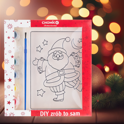 DIY7137 WITRAŻYK DO MALOWANIA Z 6 FARBAMI MIKOŁAJKI MALOWANKA